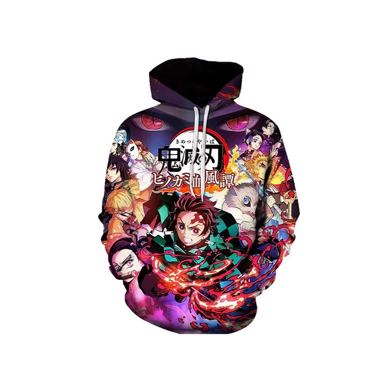 Cross-Border Japanese-Style Demon Slayer Anime 3D Digital Print Hoodie Men's Trendy Sweatshirt