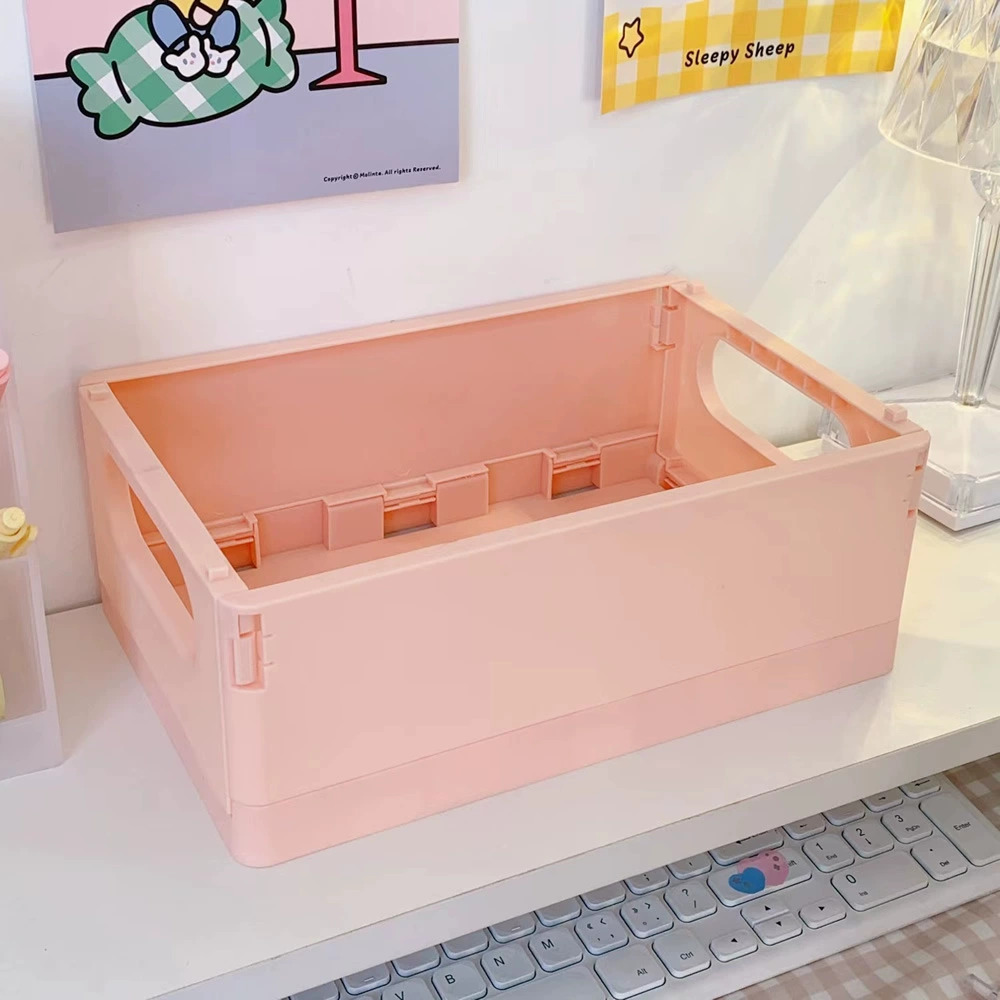 Foldable plastic storage box, table organizer 25.4×16.6×2.1 cm, lightweight multipurpose