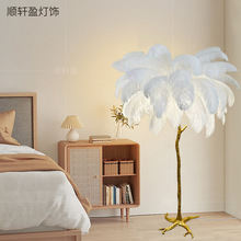 现货羽毛落地灯客厅高级感卧室床头氛围灯网红ins风北欧装饰台灯
