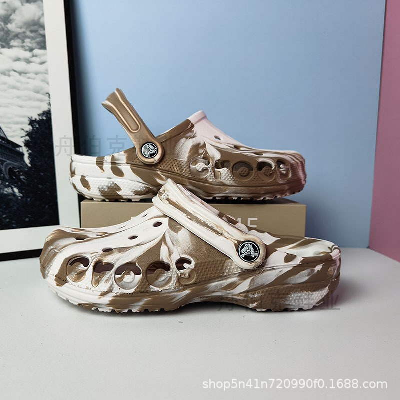 Beja Marble Patterned Clogs, Summer Couple Style, Unisex Outdoor Closed-Toe Printed Non-Slip Beach Sandals
