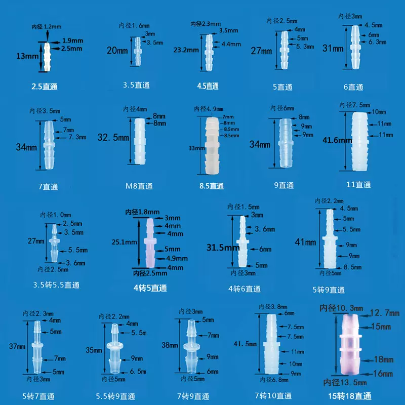 直通塑料接头软管三通等径变径软管宝塔接头弯头塑料宝塔软管接头