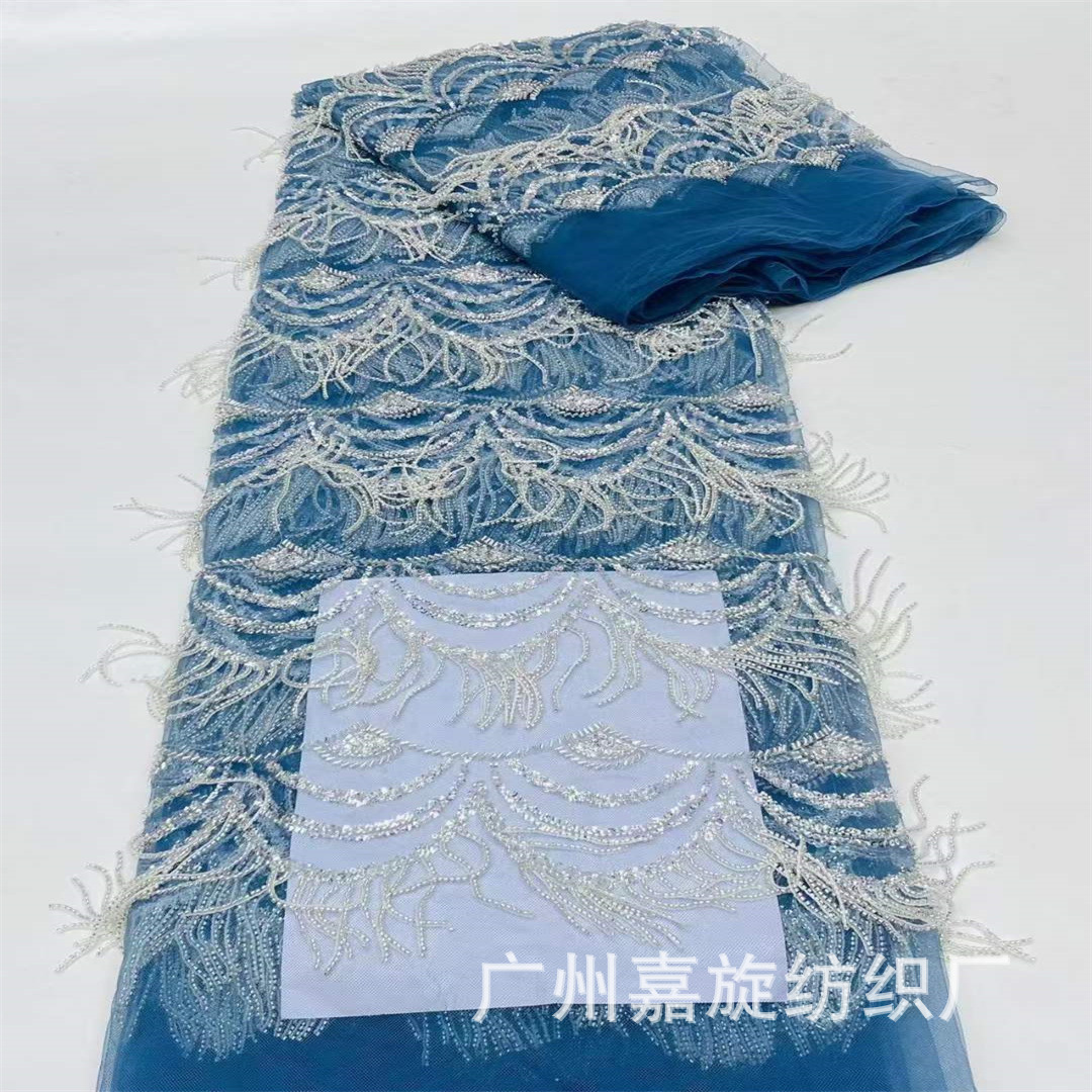 Bordado completo DIY moda desgaste de noche borla cordón del tubo tela encaje vestido regalo ropa malla JX3961