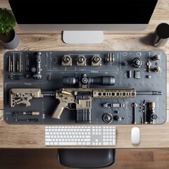 銃マウスパッド大型卸売黒 e スポーツゲーム統合 ip コンピュータ滑り止めデスクマット