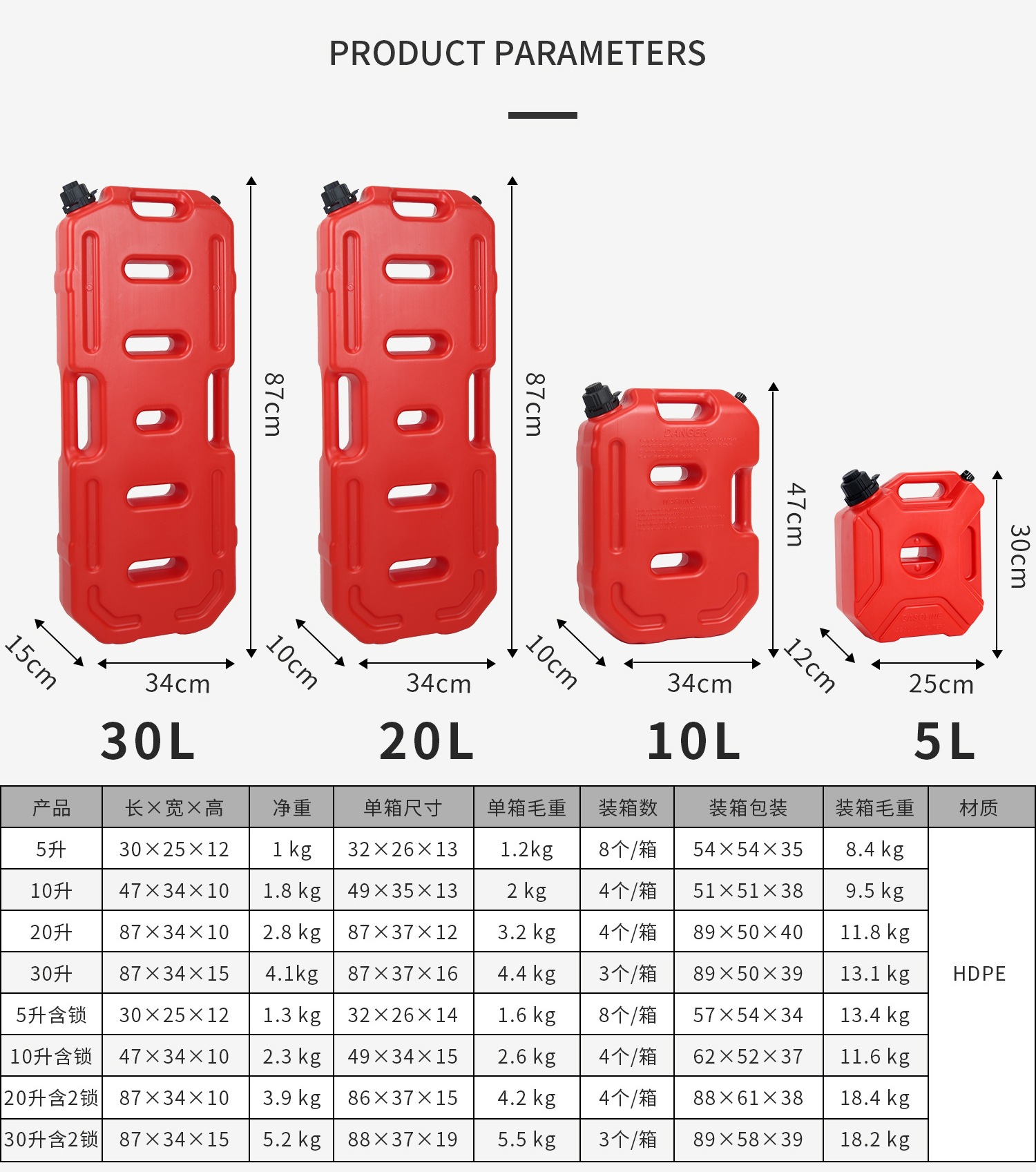 5L10L 20L 30L Car and Motorcycle Spare Box with Lock Thickeneded Plastic Multi-Functional Car Oil Drum Water Tank