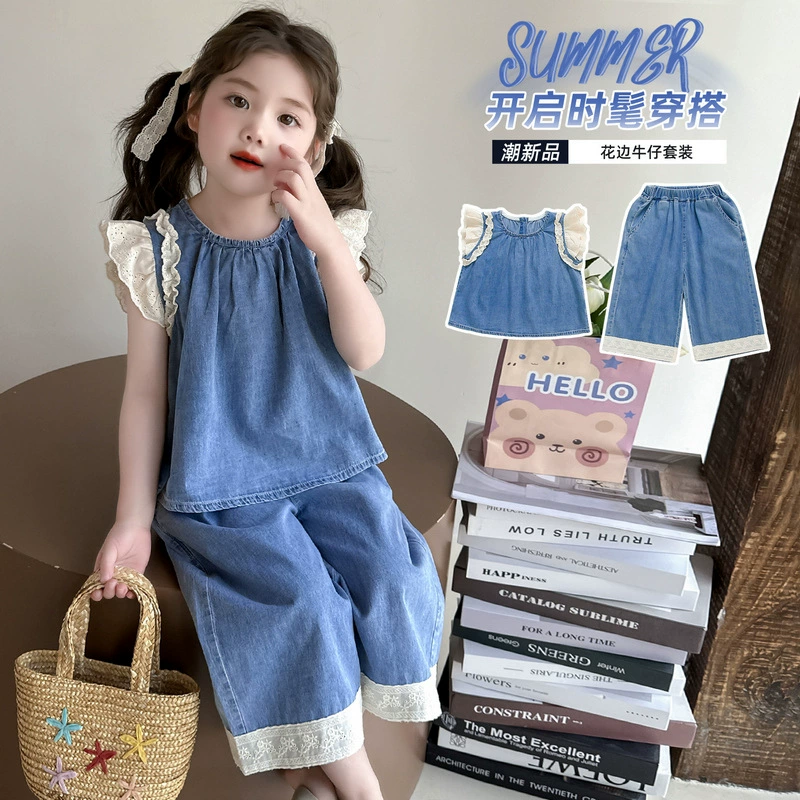 Denim summer set, small summer clothing