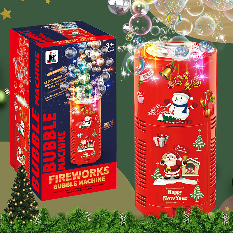 クリスマス花火バブルマシン、新年おもちゃ、光と音付き、結婚式花火、電動バブルメーカー、新年子供用おもちゃ|undefined