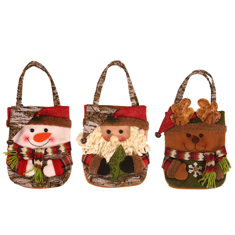 Bolsa de regalo de vacaciones Santa Claus mochila bolsa grande de cuero de imitación muñeca de Navidad tridimensional bolsa de dulces decoración de Navidad