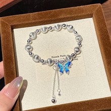 蝴蝶猫眼手链女珐琅串珠轻者小众高级感设计diy手饰首饰批发代发