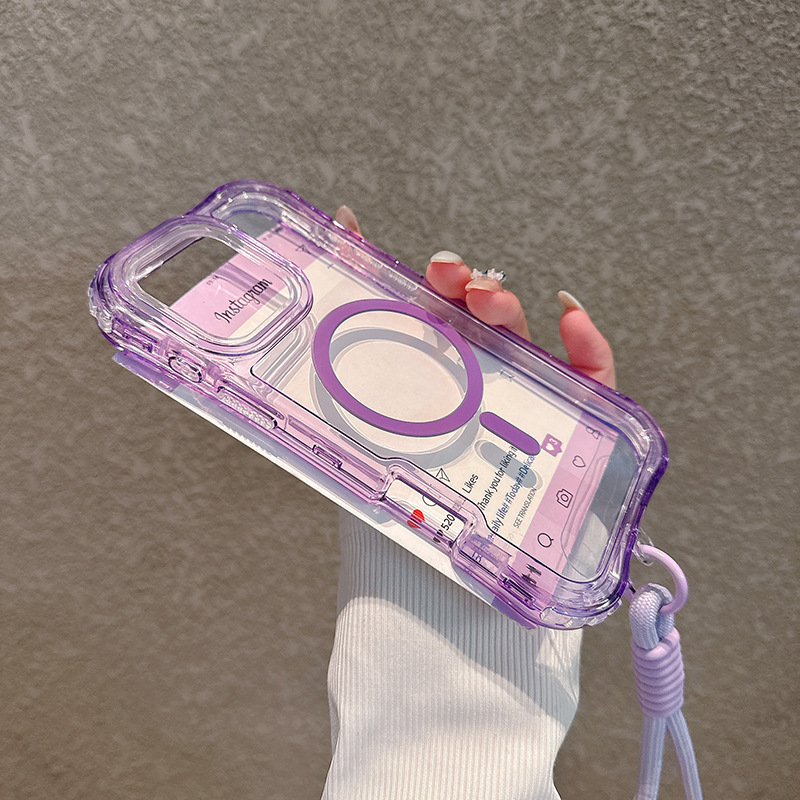 New Product in Southeast Asia Suitable for Ip17Promax Magnetic Apple Phone Case with Waist Strap, Three-In-One, Strong N52 Magnet