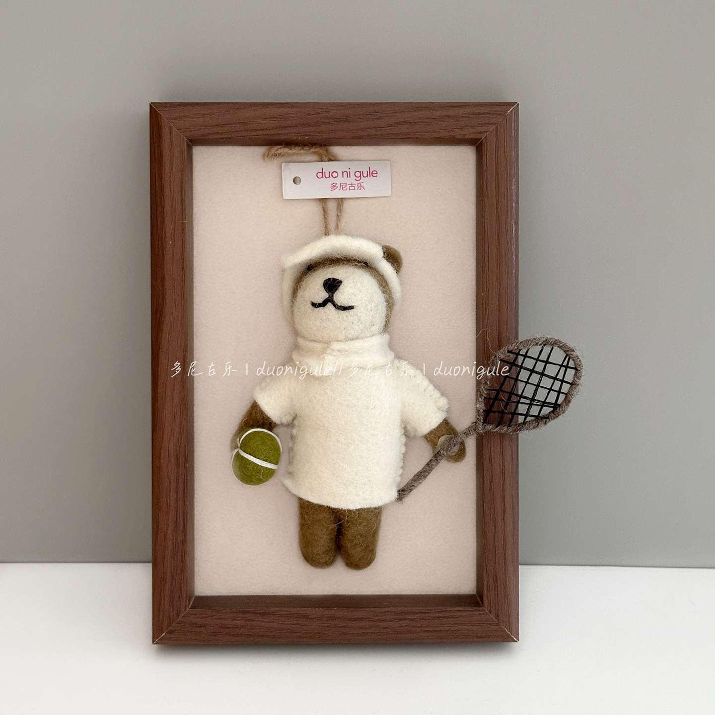 Doni Guo Nepal Handmade Wool Felt Pendant Cute Tennis Bear Doll Bag Hanging Keychain Car Pendant