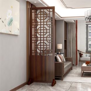 Screen Partition Living Room Folding Mobile New Chinese Style Solid Wood Chinese Style Entry Door Retro Entrance Block Office