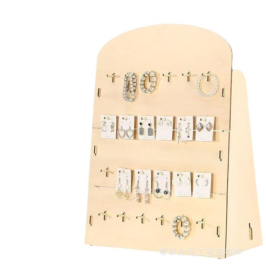 Pendientes de madera maciza Soporte de exhibición de pendientes de joyería tridimensional Soporte de almacenamiento de pendientes de cuatro capas de color de madera