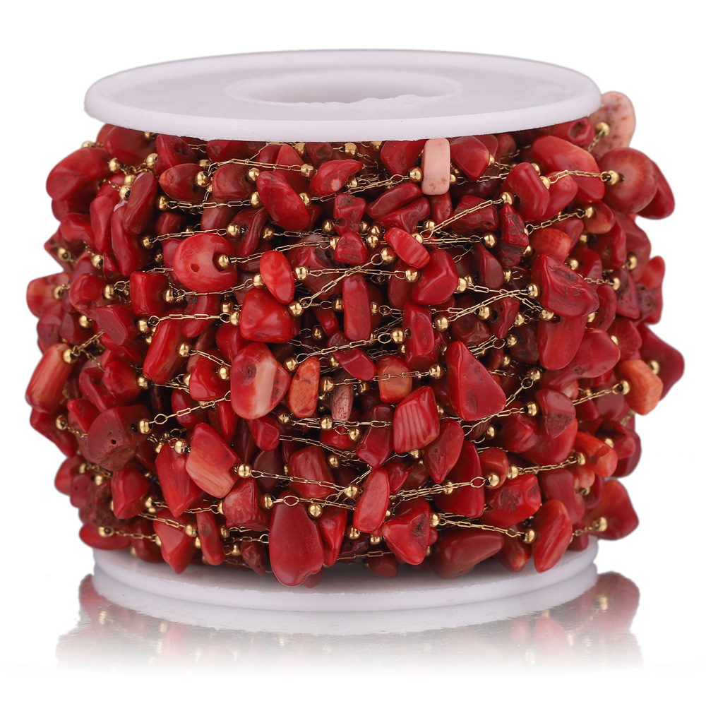 Acero inoxidable cabeza de piedra de color clip de cadena de cuentas DIY collar pulsera Cadena de joyería hecha a mano cadena accesorios de joyería