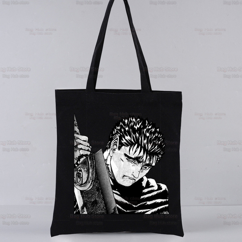 Berserk agallas espada estilo leyenda impreso bolsa de lona Harajuku bolso de hombro de moda bolsa de compras portátil AliExpress