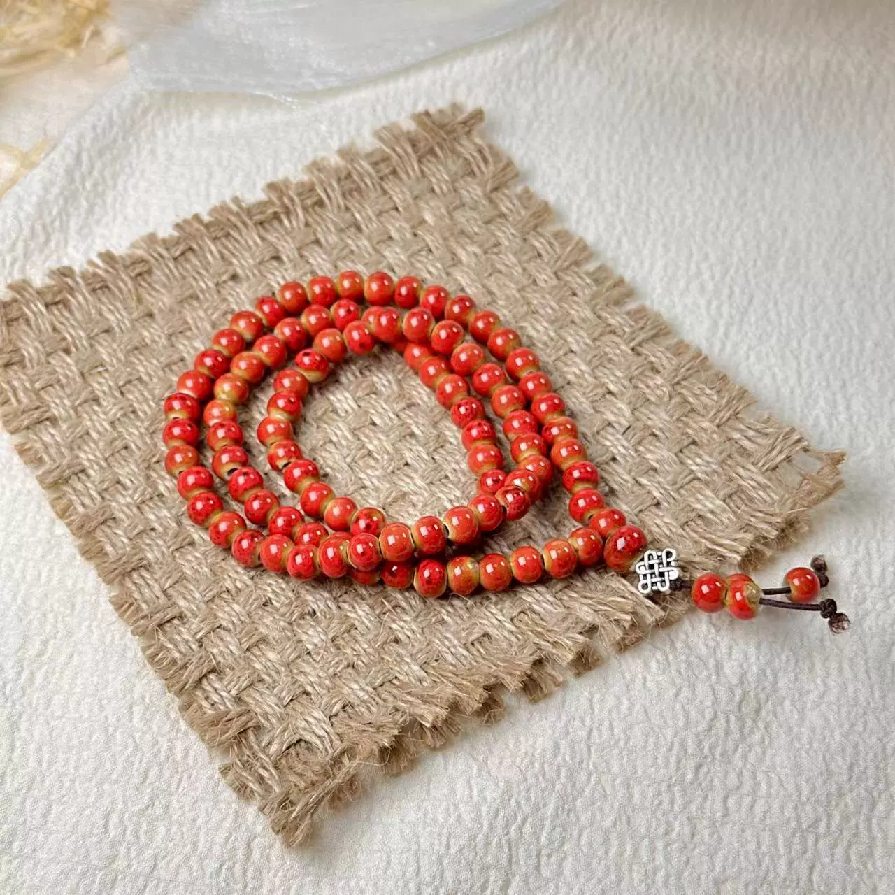 Посуды из Jingdezhen любовь к керамике национальная традиция Ceramic three-ring necklace stack с браслетом 108 бусин однотонная серия