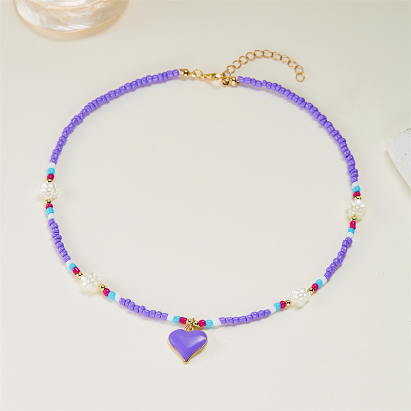 10g Weight Alloy Pendant Material Pendant Necklace Classification Seed Bead Chain Material Beaded Chain Chain Type 1 Piece Quantity Holiday, Daily Occasion Alloy, Seed Bead Material Flower Pattern All Seasons Season Women's Gender Vacation, Classic Style Style Vacation Classic Style Flower Alloy Seed Bead Beaded Chain Beaded Necklaces Wholesale 6