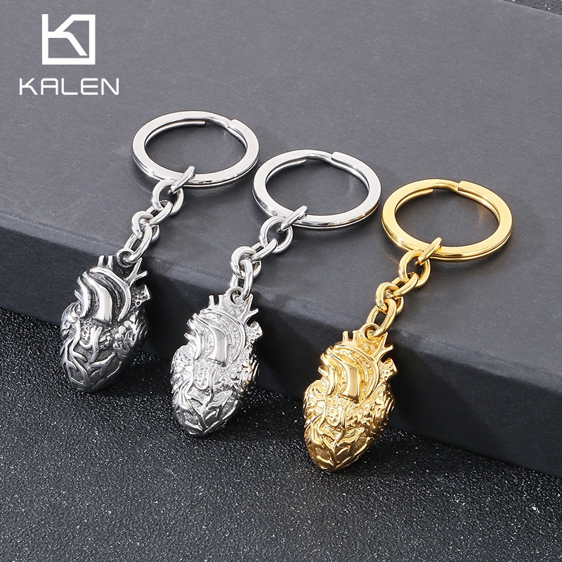 European and American Gothic Jewelry Pendant Retro Exaggerated Personality Human Organ Heart Shape Handmade DIY Keychain