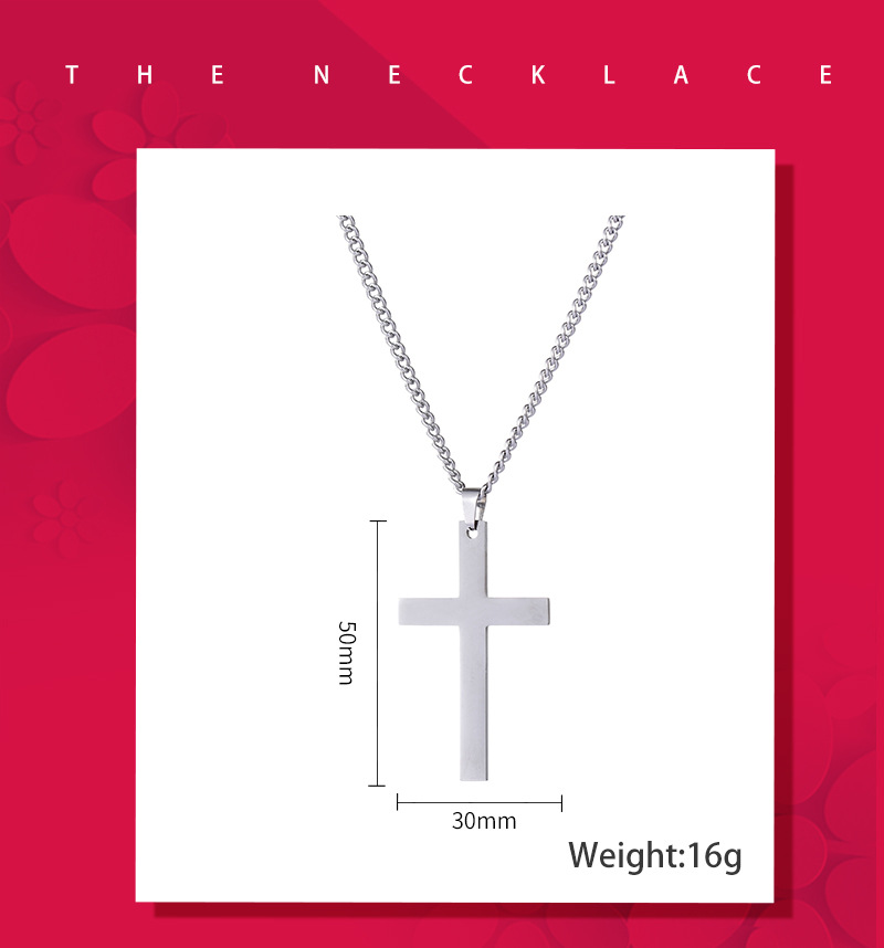 stainless steel cross necklace men's hip hop titanium steel pendant all match jewelry necklace_ipsvogv.com