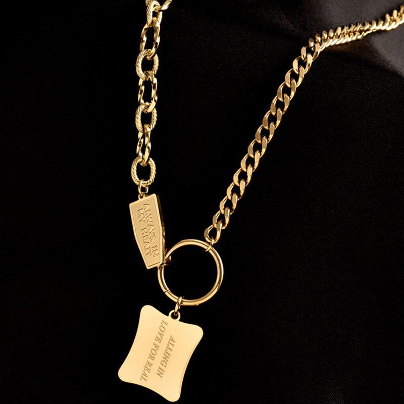 Collier En Acier Au Titane Simple Lettre Géométrique Hip-hop display picture 1