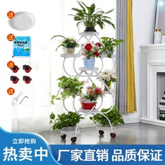 花架置物架铁艺多层带轮落地式绿萝花盆架客厅阳台心型花架子家用