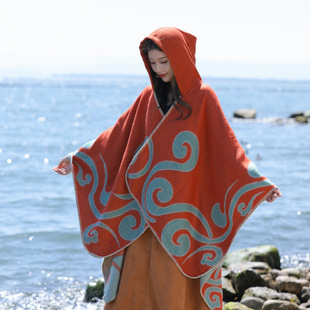 Vintage Ethnic Style Cape Women's Summer UV-proof Fashion Artistic Scarf Coat Casual Travel Shawl