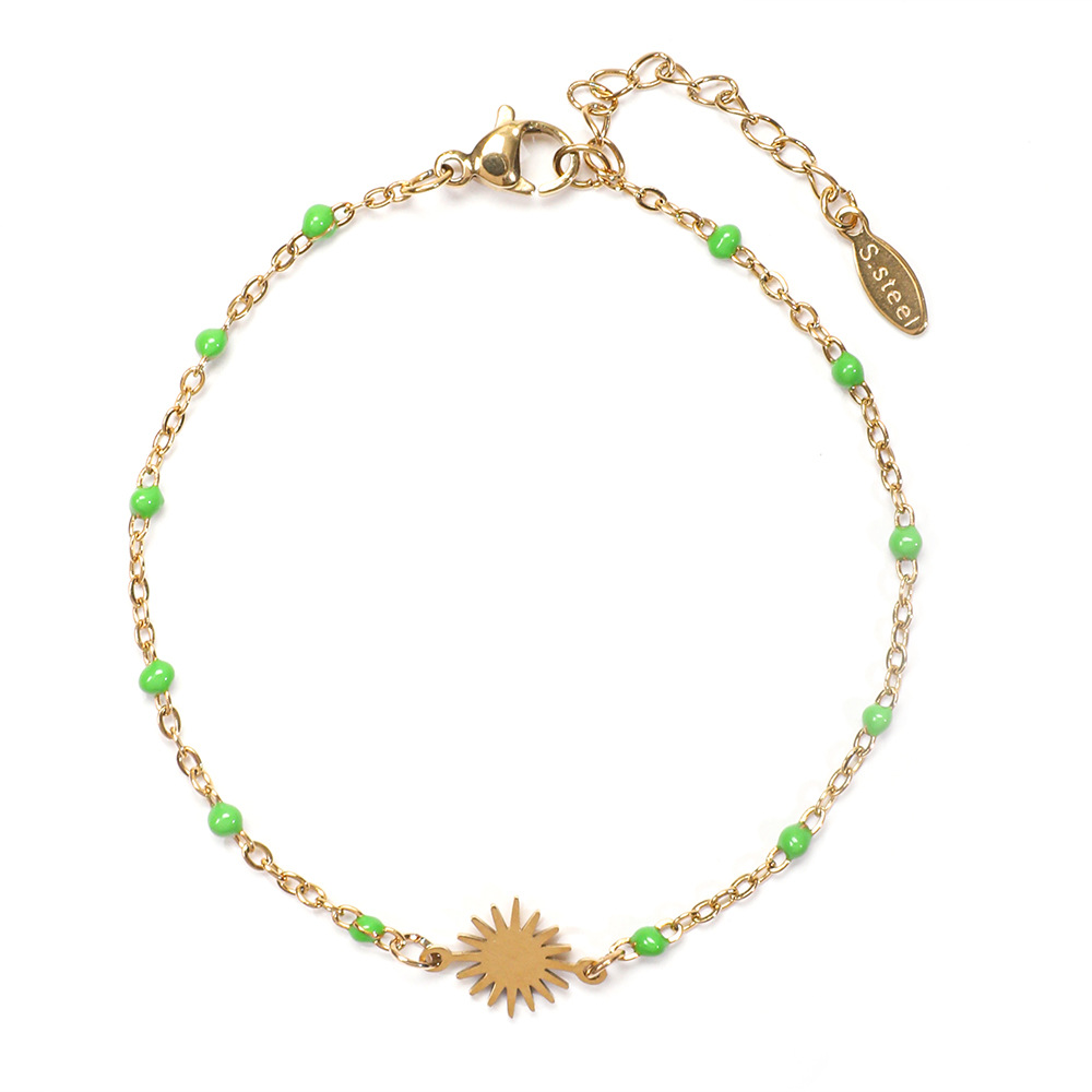 5g Weight Bracelets Classification 1 Piece Quantity Holiday, Daily Occasion Stainless Steel Material Sun Pattern Women's Gender Enamel, Plating Design Simple Style Style Simple Style Sun Stainless Steel Enamel Plating Bracelets 1 Piece 2