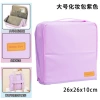 Purple cosmetic bag, mirror, suitcase