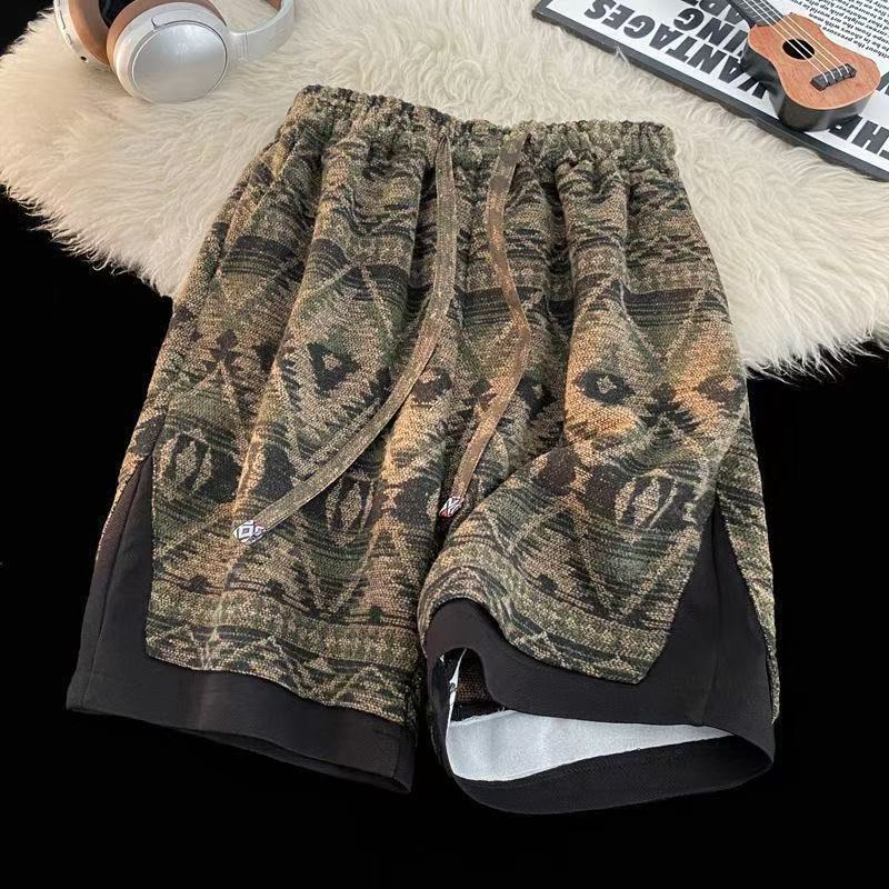 Summer Men's Stylish Loose Fitting High Waisted Casual Shorts Versatile Straight Leg Five Point Pants_viptrois.com
