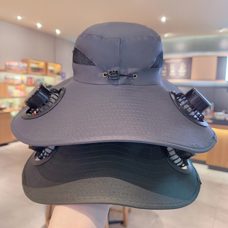 スポット迷彩ソーラーダブルファンキャップ強風漁師帽子夏の屋外登山釣り太陽の帽子|undefined