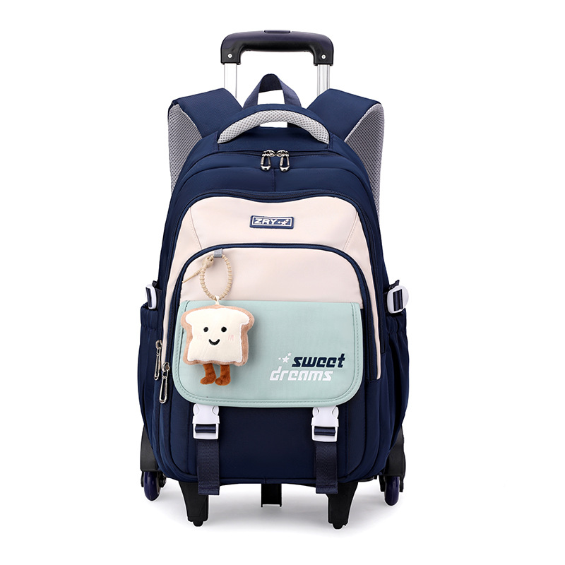 Mochila escolar de varilla de tracción para niñas de seis ruedas para niños 2 - 6 grados 5 gran capacidad impermeable 7 - 12 años