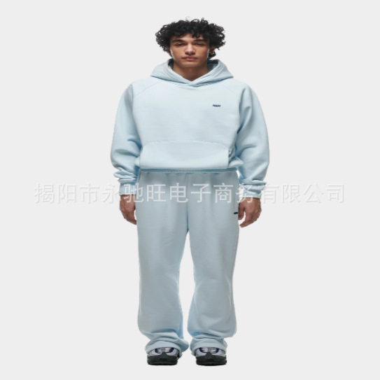 新款跨境春季欧美新款印花运动套装男女同款连帽卫衣阔腿裤套装|undefined