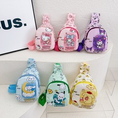 漫画の子供のファッションの包みのかわいい幼稚園の赤ちゃんは斜めに腰の包みにまたがります。