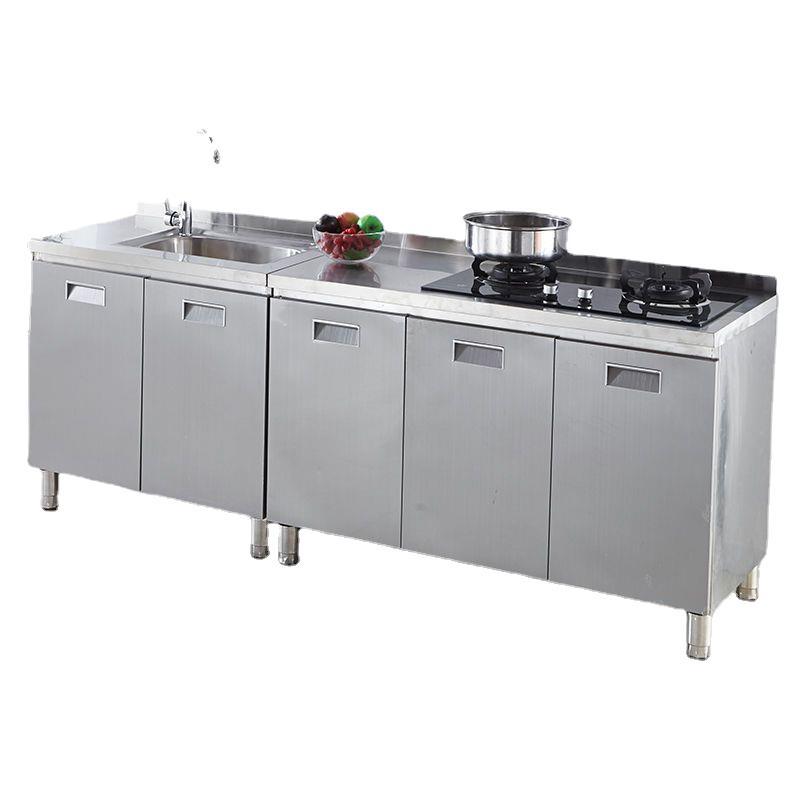 304 gabinete de fregadero doméstico integral móvil gabinete de cocina integral de acero inoxidable gabinete de cocina de gas gabinete