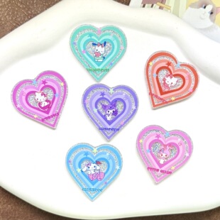 [Large Size] Acrylic Cartoon Cute Glitter Love Sanrio Jewelry Accessories DIY Brooch Badge Refrigerator