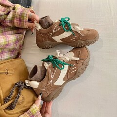 牛皮版~猫爪德训鞋女真皮复古内增高休闲运动鞋厚底真皮老爹鞋
