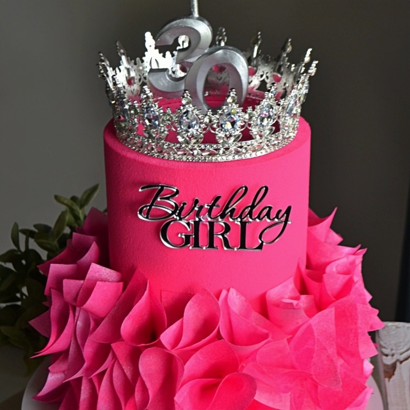 跨境ins风公主生日快乐亚克力蛋糕装饰女士生日女王蛋糕装饰|undefined