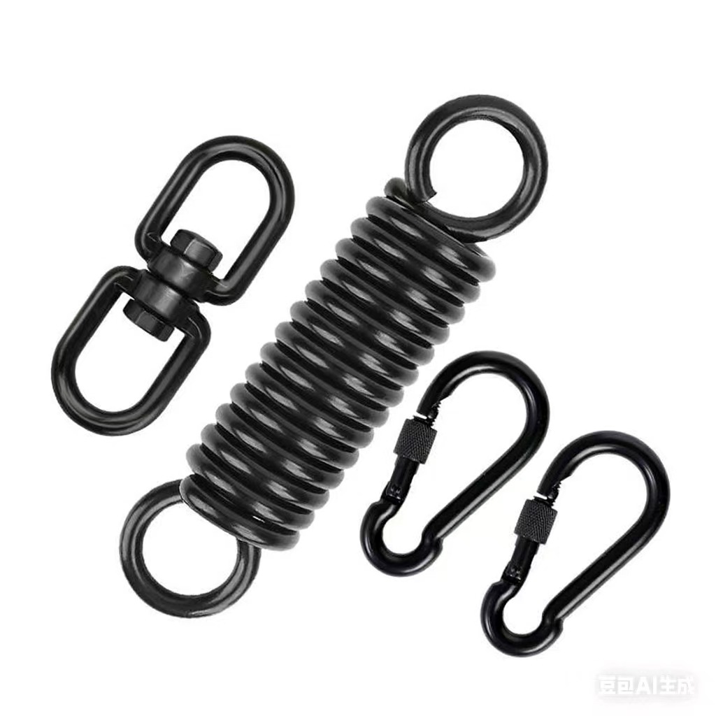 室内外专用秋千弹簧黑色减震拉伸弹簧钩 吊篮吊椅360旋转保险扣
