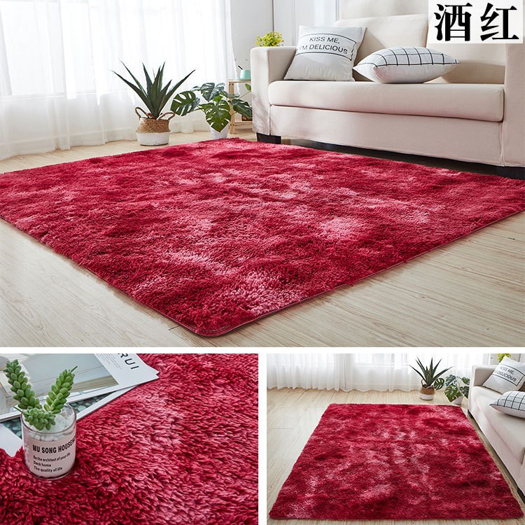 Alfombra teñida de seda de felpa de pelo largo transfronterizo, alfombra de piso, sala de estar, dormitorio, manta de cama resistente a la suciedad y fácil de cuidar