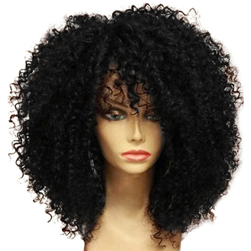 Cross-border new European and American wig fashion small curly hair fluffy explosion head wig chemical fiber headgear female in stock wholesale Cross-border new European and American wig fashion small curly hair fluffy explosion head wig chemical fiber headgear female in stock wholesale