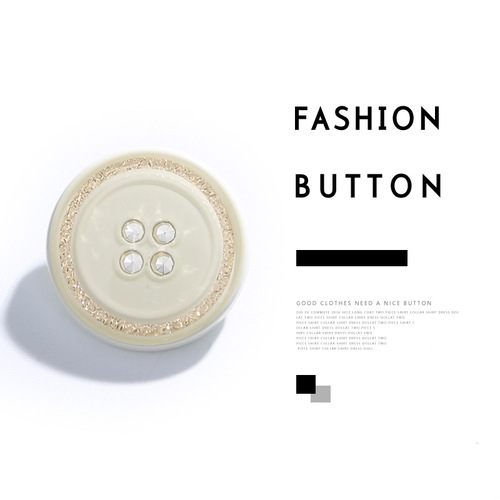 Black suit coat buttons for men and women, cashmere coat buttons, high-end metal and diamond-studded buttons for outerwear, white.
