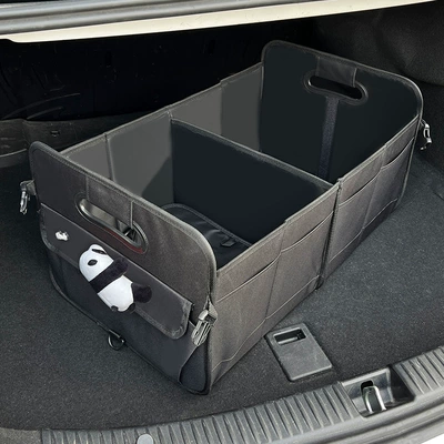 Cute Foldableing Travel Large – Car storage bag/box - papa-panda-upgraded-material-oxford-cloth-multifunctional-storage-box-black
