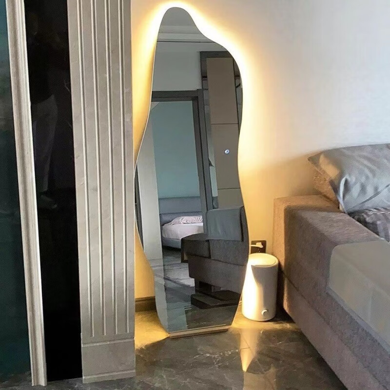 INS Fengyun Dou Smart Wall-Mounted Mirror with Light, Asymmetric Floor Mirror, Full-Length Mirror, Clothing Store Mirror, Makeup Mirror