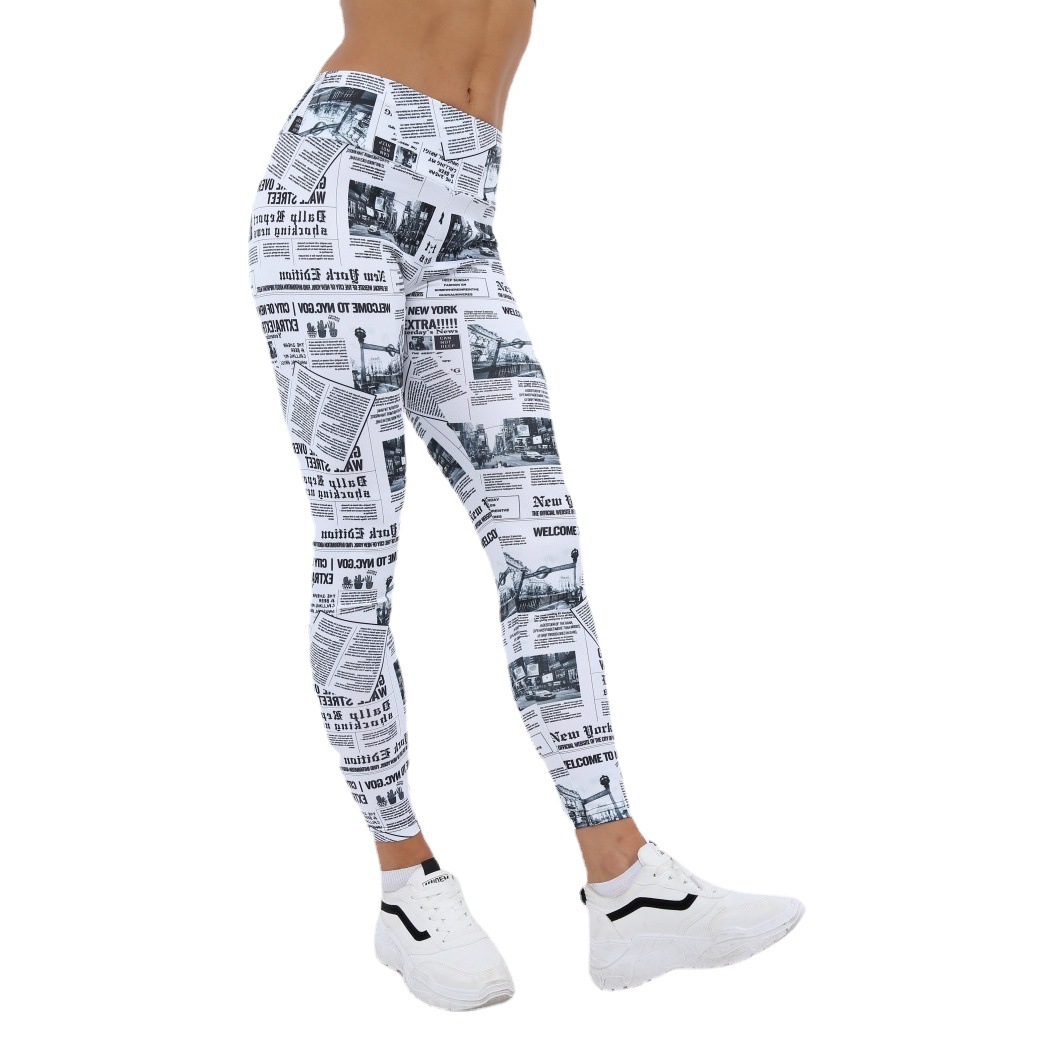 Leggings de Yoga con Estampado Digital Degradado de Cuatro Agujas y Seis Hilos para Mujer, Modelo 9808, Tela de Seda de Leche, se Puede Usar en Exteriores