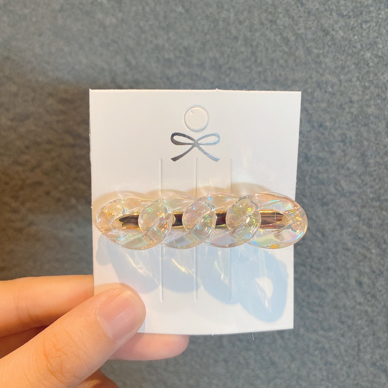 12g Weight Headwear Classification Festival Occasion Heart Pattern Women'S Gender Korean Laser Transparent Ice Cube Hairpin 12