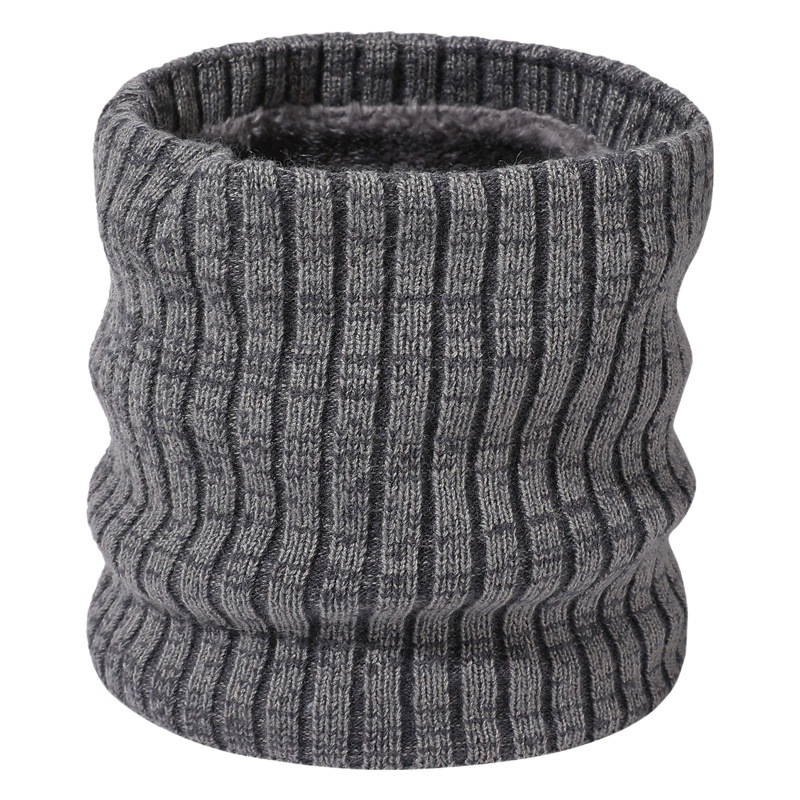 Winter new fleece-lined warm scarf wide striped Versatile scarf thickened knitted wool cover neck collar wholesale