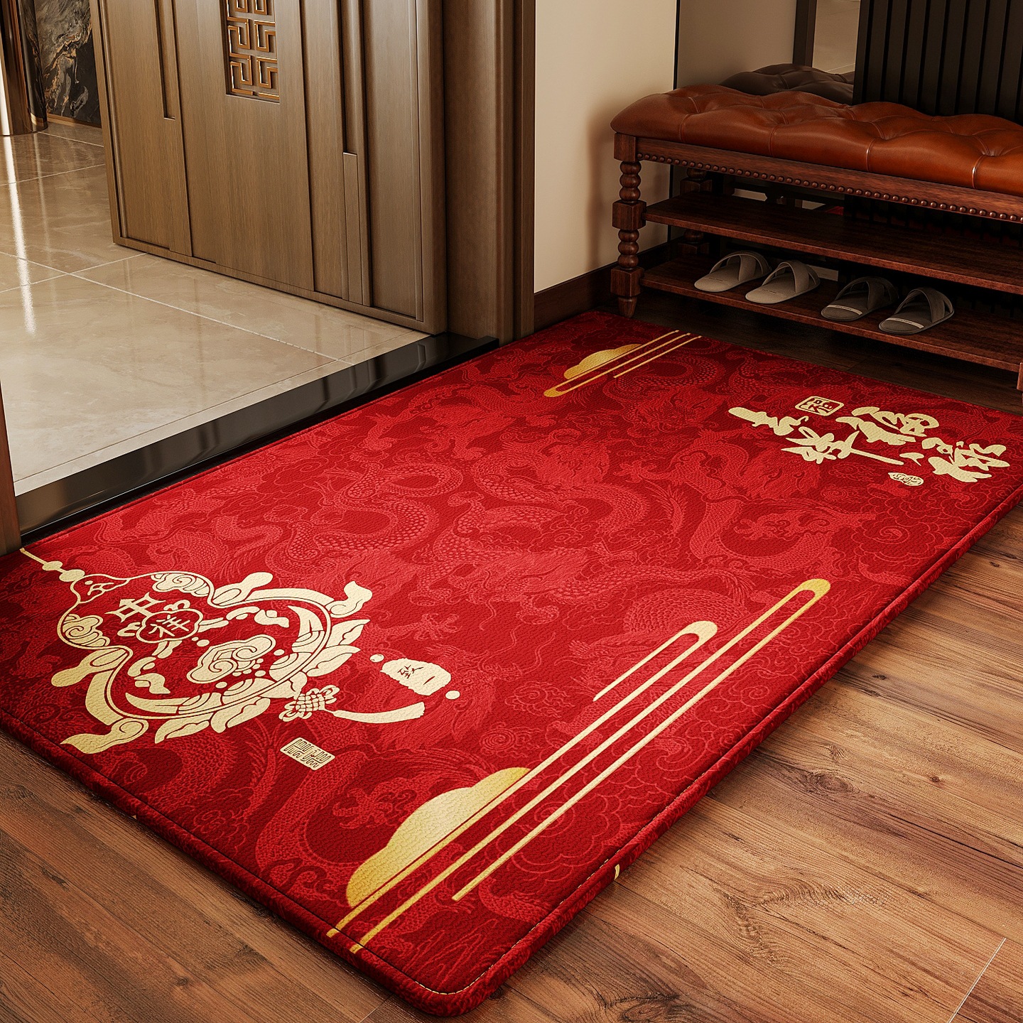 Alfombras domésticas nuevas alfombras amarillas de puerta de entrada nuevas alfombras de puerta de entrada de oro chino