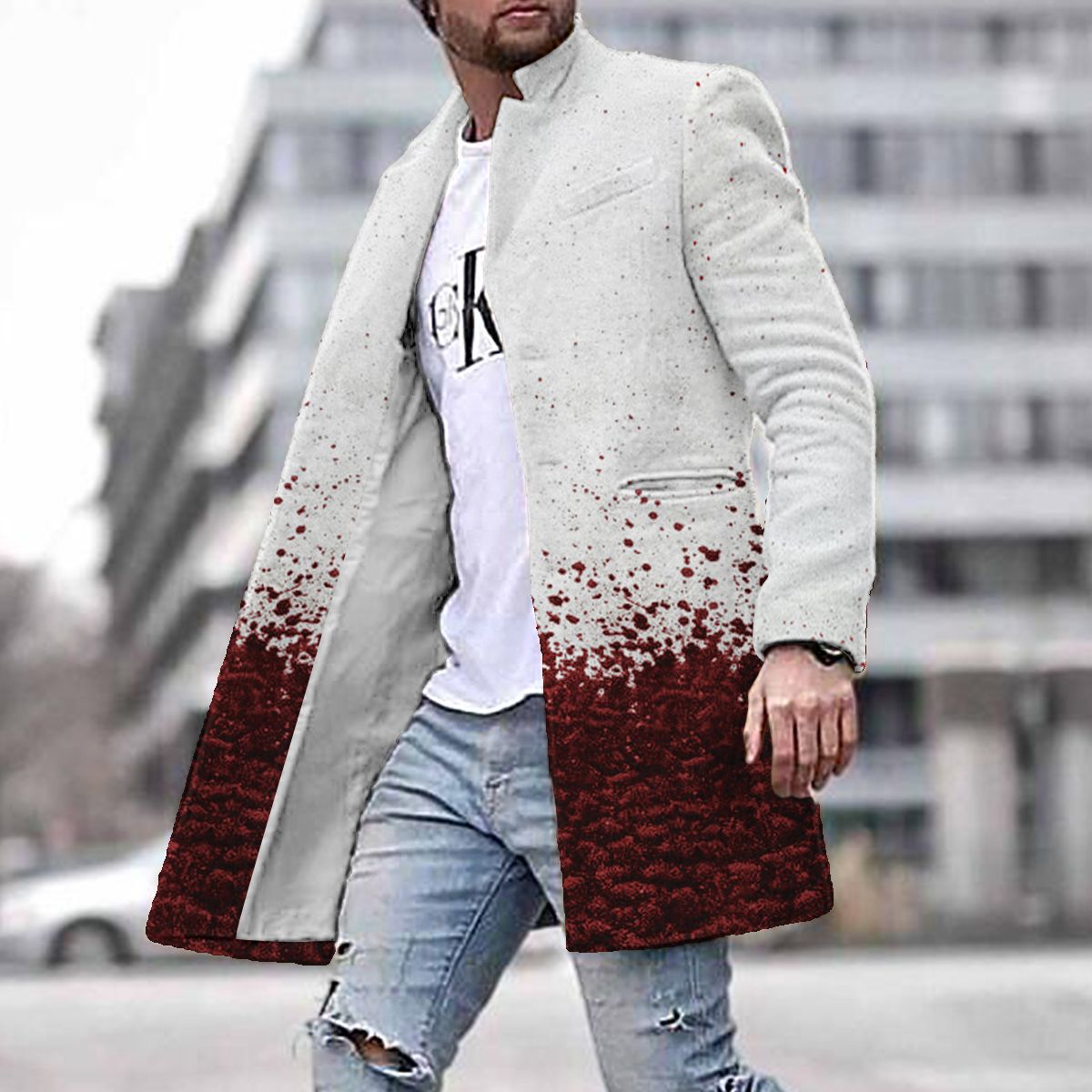 2024 europeo y americano de comercio exterior de otoño e invierno de los nuevos hombres de lana collar medio-longitud de la capa de bolsillo casual moda caliente