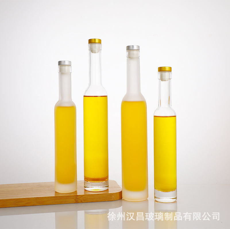 厂家现货批发透明果酒玻璃瓶200ml375蒙砂冰酒瓶自酿杨梅酒分装瓶