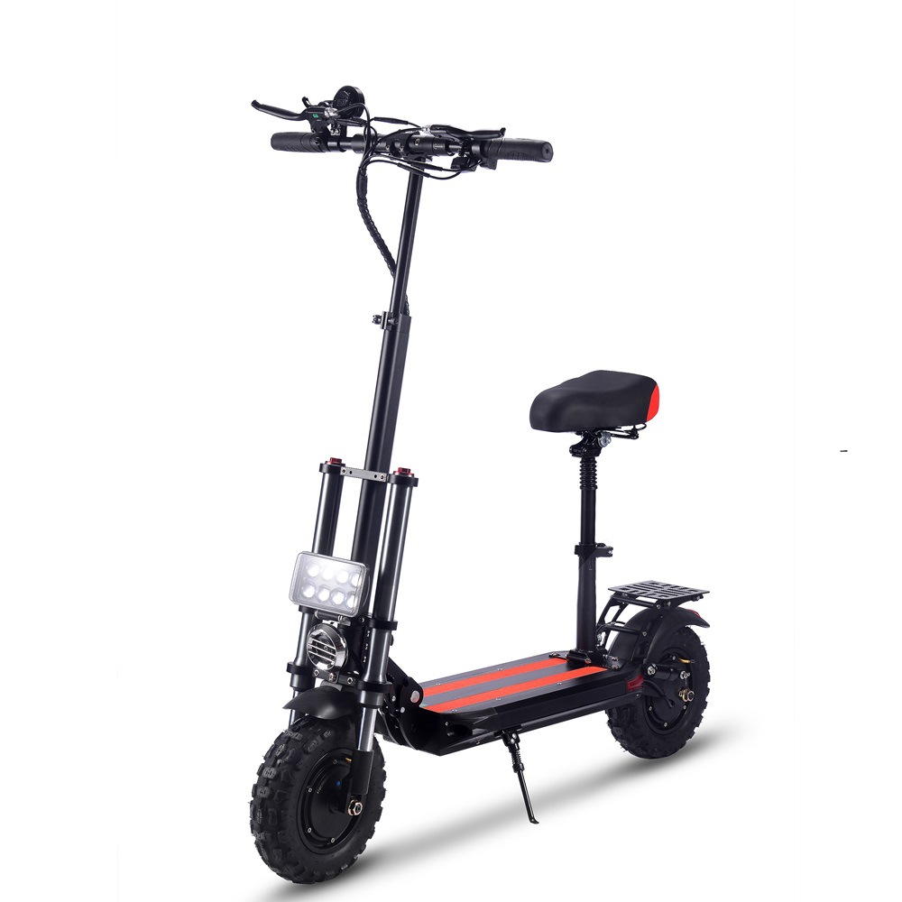 11 pulgadas doble barra gran amortiguador doble luz de reflector off-road neumático ancho scooter eléctrico de doble conducción vehículo eléctrico plegable adulto