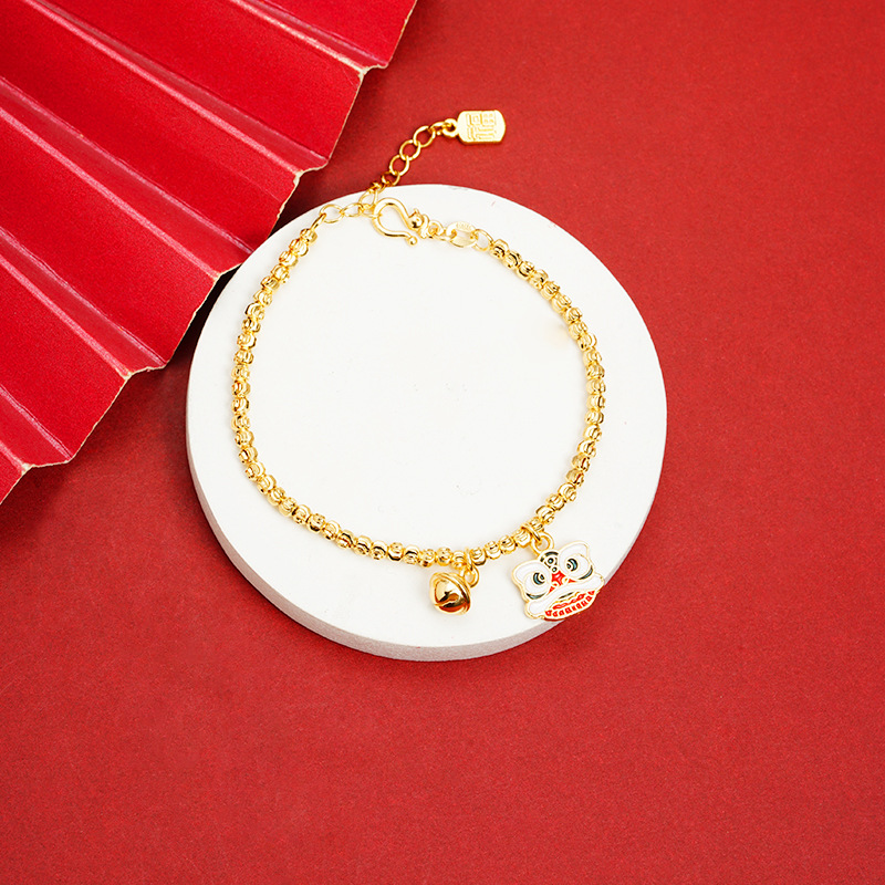 Nueva pulsera de oro de arena vietnamita de la marea nacional goteo de aceite despierta león campanas joyas de mano con cuentas para mujeres lujosas joyas de mano no se desvanecen